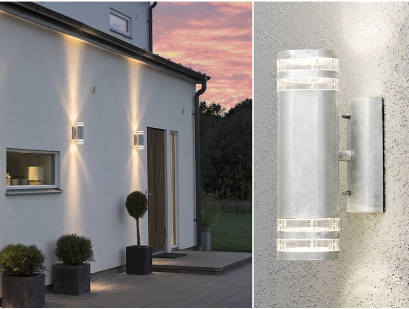 Konstsmide - 2er-Set Up-Down Wandleuchte modena galv. Stahl, GU10, Höhe 30 cm, IP44