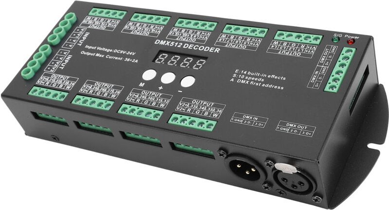 X512 Decoder-Controller, mehrere digital mit Lichtsteuerung, 36-Kanal-RGBW-LED, RGBW-Digitalanzeige
