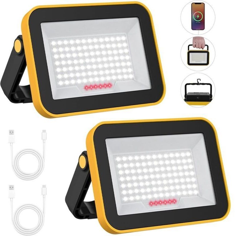 wiederaufladbare LED-Flutlichtstrahler, tragbare Arbeitsleuchte mit 5 Modi, wasserdicht (IP65), LED-Arbeitsleuchte für C...