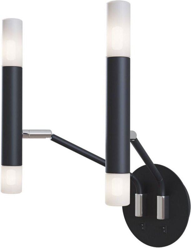 Vigo Moderne Kerzen-Wandleuchte schwarz, Glasschirm matt weiß - Maytoni