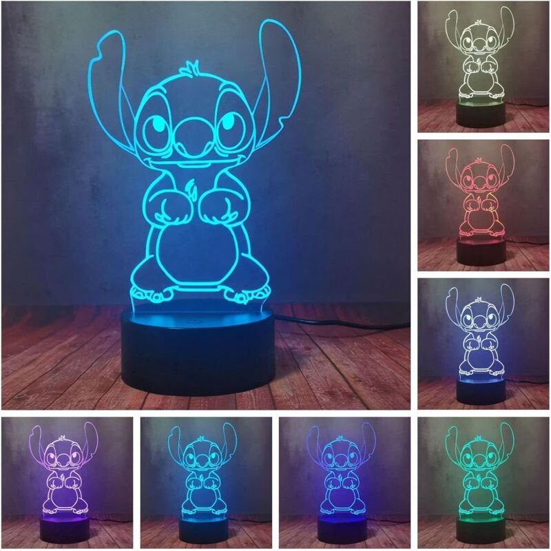 LED-Nachtlicht, Cartoon-Anime-Stitch-Welpenpuppe, kreative 3D-Tischlampe, Flash-Lava-Lichter für Kinder, Schlafbeleuchtu...