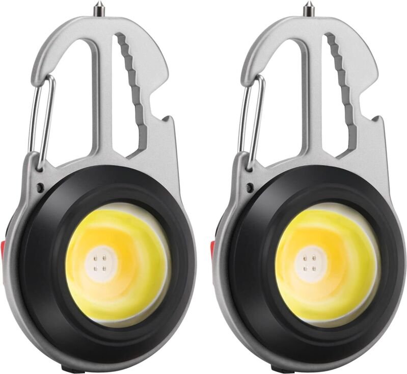 Stück wiederaufladbare Mini-COB-LED-Inspektions-Arbeitsleuchte, tragbare kleine Schlüsselanhänger-Lampen, 6 Modi, mit Kl...