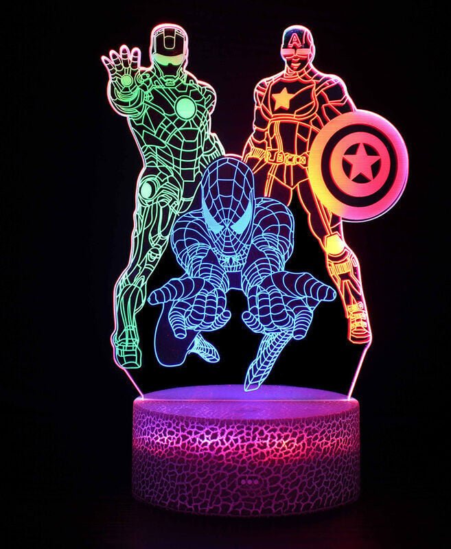 Lampe de nuit Spiderman Veilleuse LED 3D pour enfants Cadeau de Noël Lampe de bureau Décoration de chambre