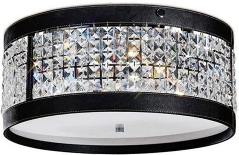 Inspired Diyas - Celsa - Decke zylindrisch 4 hell poliert Chrom, schwarzes Kunstleder, Kristall