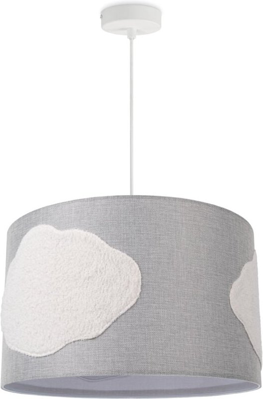 Led Pendellampe Hängeleuchte Kinderzimmer Babyzimmer Wolken Stoff Grau Rund E27 Weiß (Ø45.5cm), Pendelleuchte Grau - Pac...