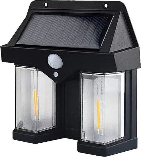 Thumbnail - Außenwandleuchte, Quadratische, an der Wand Montierte Außenlaternen, Solarbetrieben mit 2 Lampen, Unterstützt 3 Modi, Wa...