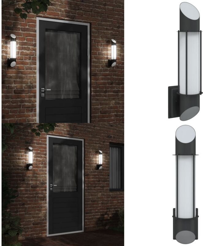 Außenwandleuchte Schwarz Edelstahl - Outdoor Wandleuchte - Edelstahl Wandleuchte - Gartenleuchte - Gartenbeleuchtung - l...