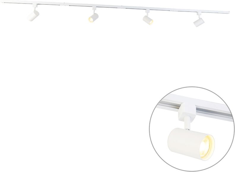 Modernes Schienensystem mit 4 Strahlern Weiß 1-phasig - Iconic Yade