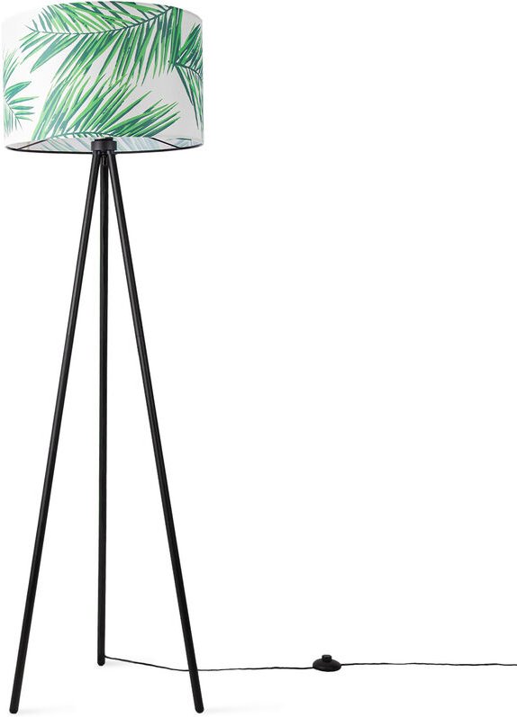 Paco Home Lampenschirm Stehlampe Wohnzimmer Stativ Lampe Büro Kinderzimmer Jungle Palme Grün (Ø45.5cm), Stehleuchte - Sc...