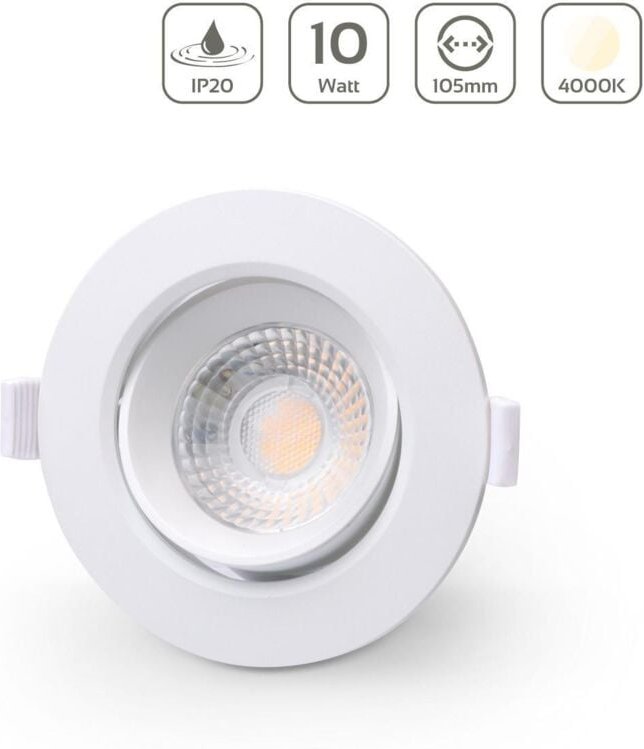 LED Einbaustrahler IP20 10W Ø105mm 36° dimmbar - Lichtfarbe: Neutralweiß 4000K