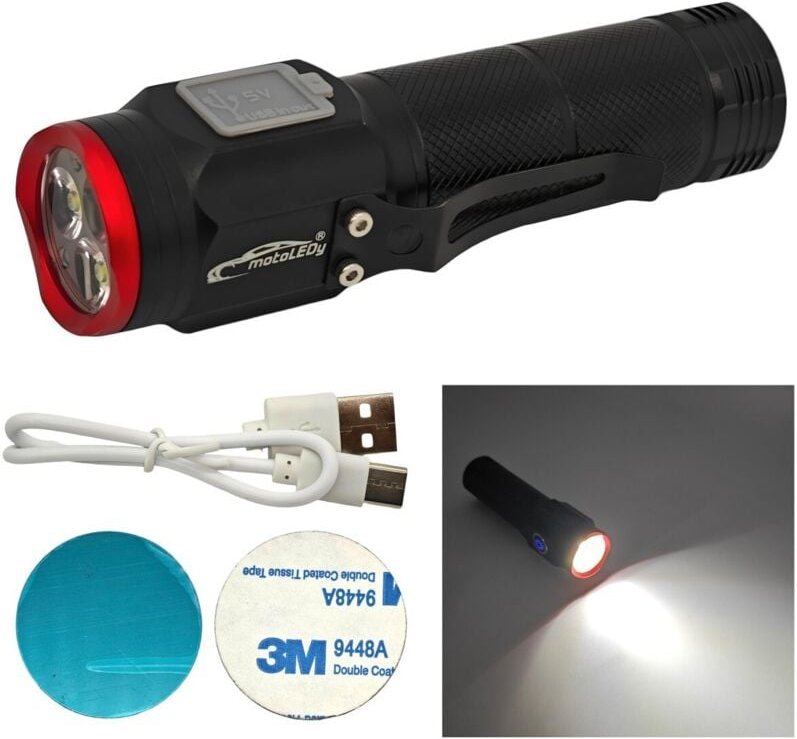 3x LED Taschenlampe mit Magnet, 900lm, USB C, 5 Betriebsmodi