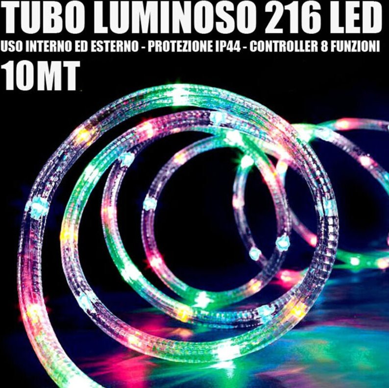 Trade Shop Traesio - Trade Shop - lichtrohr 216 mehrfarbige led 10 mt 3-WEGE innen-/aussenanwendung + controller -