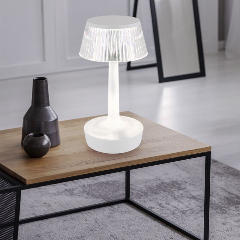 Tischleuchte Nachttischlampe LED Schlafzimmerlampe Dimmbar Kristall-Effekt Weiß