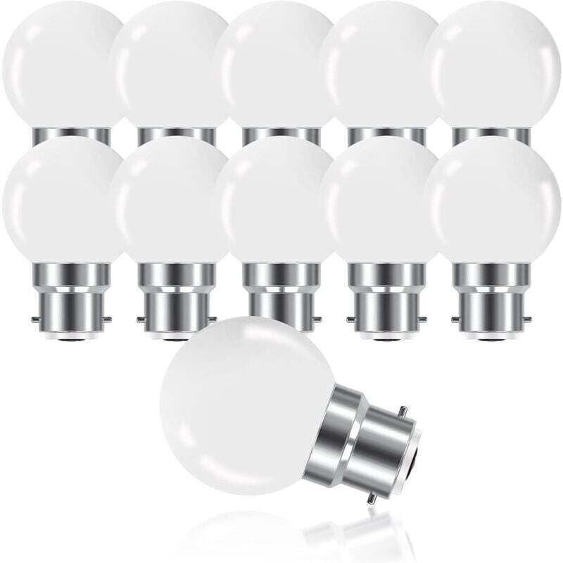 B22 3W Bajonett-LED-Lampe, Mini-Globe-Golfball-Lampe B22 G45, Warmweiß 3000K, 280LM, Nicht dimmbar, 10er-Pack [Energiekl...