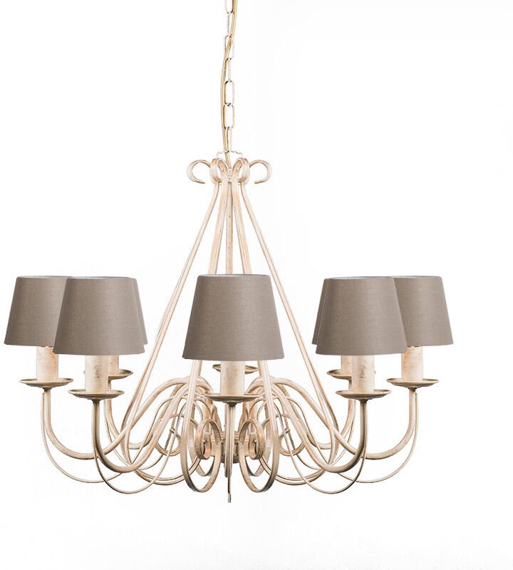 Kronleuchter 60 cm mit Lampenschirmen in taupe - Giuseppe 8