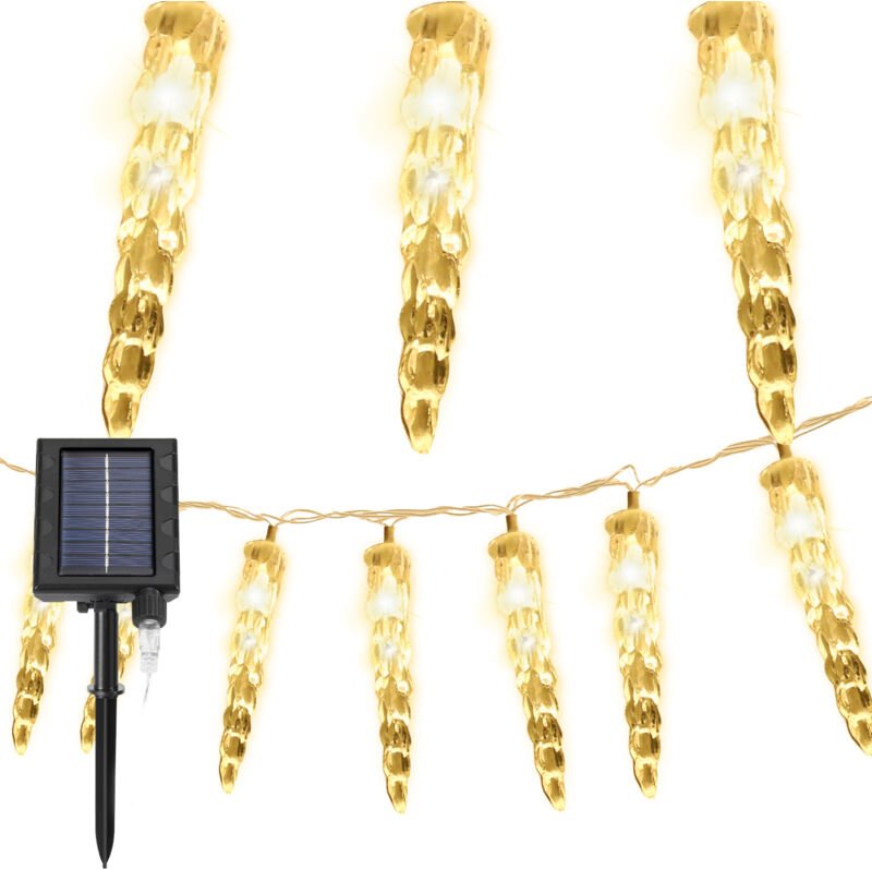 TolleTour 10M 80 LED Solar Eiszapfen Lichterkette für Innen- und Außenbereich 8 Modi IP44 Party Garten Lichtervorhang – ...