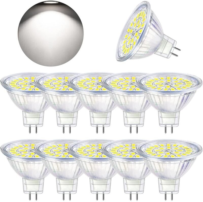 Ersandy - GU5.3 LED-Leuchtmittel, Kaltweiß 6000 k, MR16 led ac DC12 v, 3 w, entspricht 30 w Halogen, nicht dimmbare LED-...