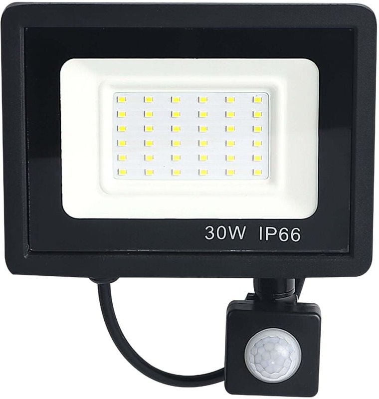 30W LED Flutlicht Schwarz Außen Bewegungsmelder IP65 Farbtemperatur: Kaltweiß 3000k/6500K - RWMotion Sensor Flutlicht