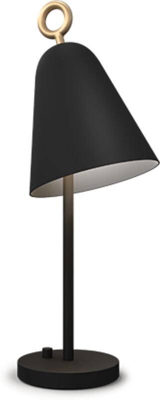 Bella Schreibtisch-Arbeitsleuchte flach schwarz, Dimmer am Lampenfuß 1x E14