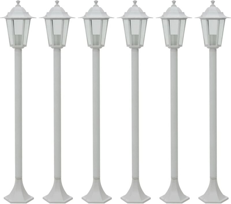 Garten-Pollerleuchte 6 Stk. E27 110 cm Aluminium Weiß - Vidaxl