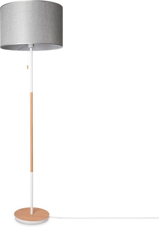 Stehleuchte Wohnzimmer Stoffschirm Tischlampe Textil Schirm E27 Nachtlicht Grau (Ø45.5 cm), Stehleuchte-Weiß - Typ 3 - P...
