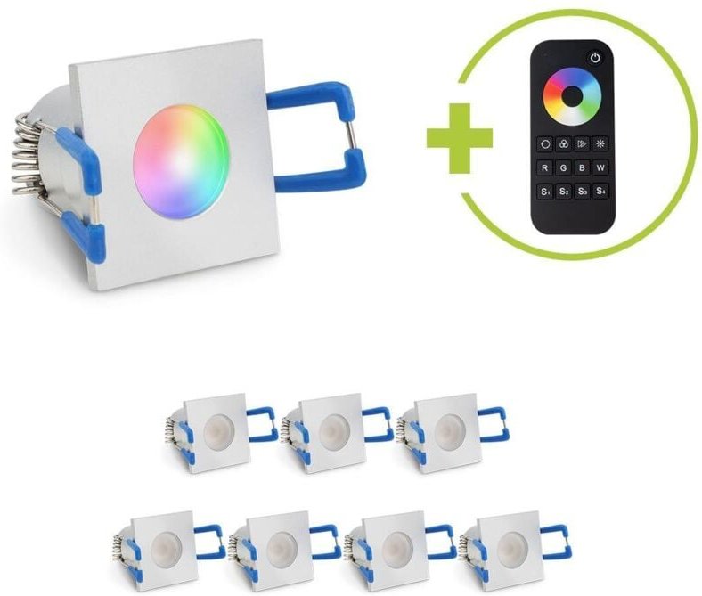 Einbaustrahler Mini Livorno eckig 3W RGBW IP65 - Farbe: silber - Anzahl: 8x