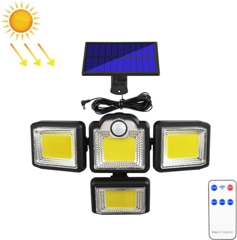 Solar-Wandleuchte mit Bewegungsmelder, 192 COB-LEDs, wasserdicht, für Zaun, Straßenbeleuchtung