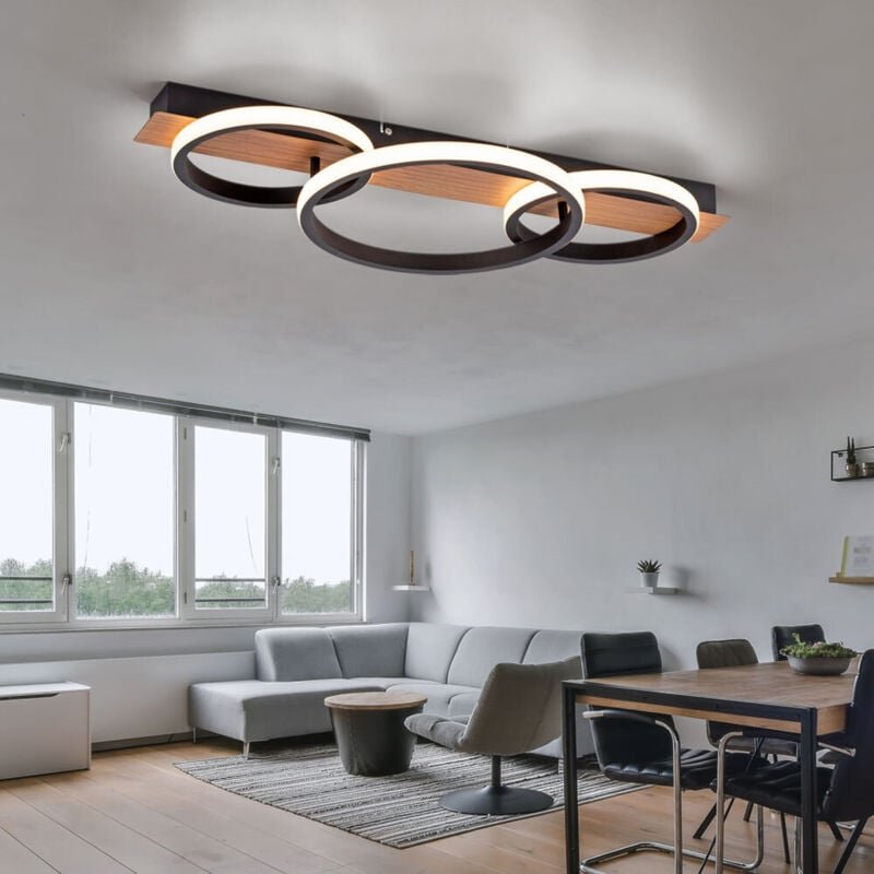 Thumbnail - Leuchten Direkt - JustLight led Deckenleuchte Trooper holzdekor, warmweiß Deckenleuchte