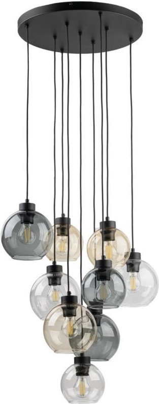 TK Cubus Cluster Pendelleuchte Deckenleuchte Schwarz, Bernstein, Grau, Klarglas 9xE27
