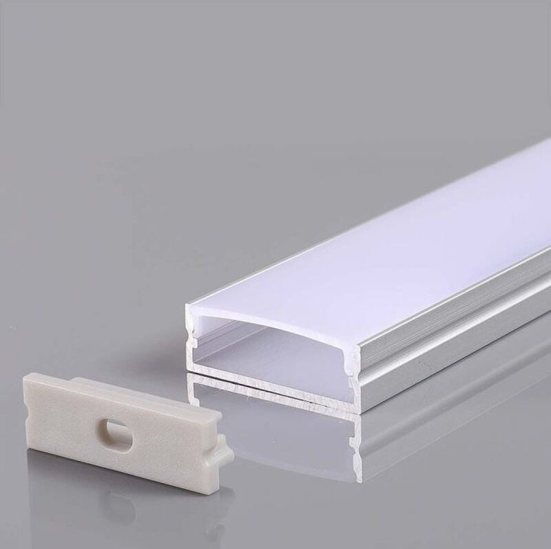 Silbernes Aluminiumprofil für LED-Streifen (Max. Länge: 12,4 mm) Satin 2000 x 30 x 10 mm - V-tac