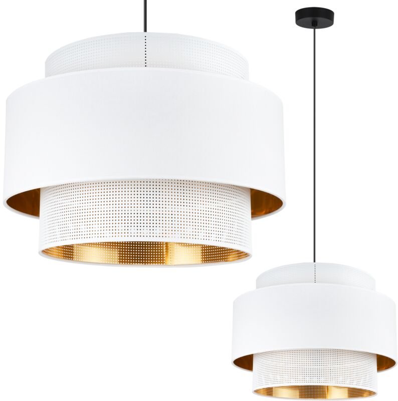 Asti Trio Hängelampe Weiss Gold 45cm Netzgewebe