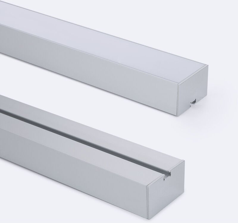 Aluminiumprofil Großformat Hängend mit durchgehender Abdeckung für led Streifen bis zu 45 mm Aluminium 2 m Weiß transluz...