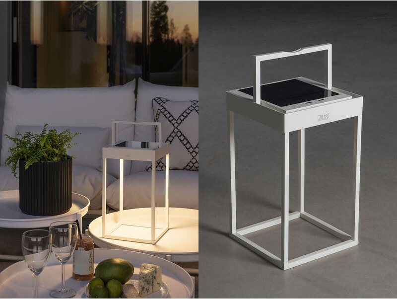 2er set Akku Tischleuchten Outdoor weiß, Solar & usb aufladbar mit Wandhalterung