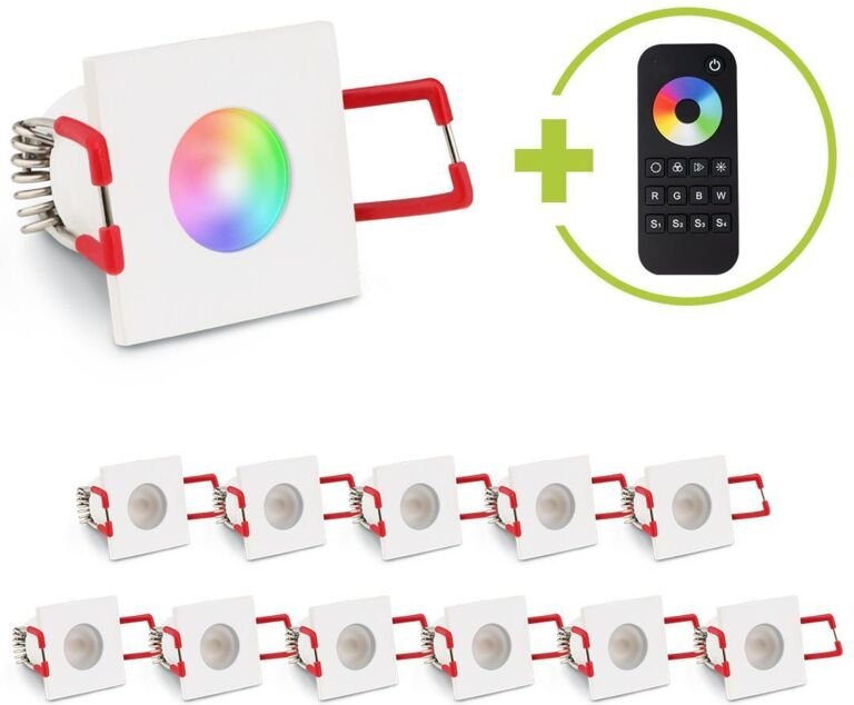 Einbaustrahler Mini Livorno eckig 3W RGBW IP65 - Farbe: weiß - Anzahl: 12x