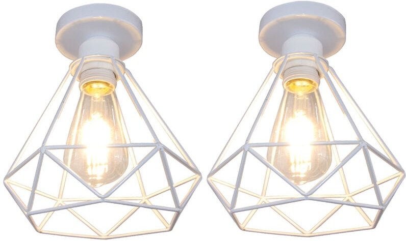 Axhup - Deckenleuchte Vintage, 1 Flammig Deckenlampe im Industri Stil, Art Diamant Lampe mit Käfig für Wohnzimmer Schlaf...