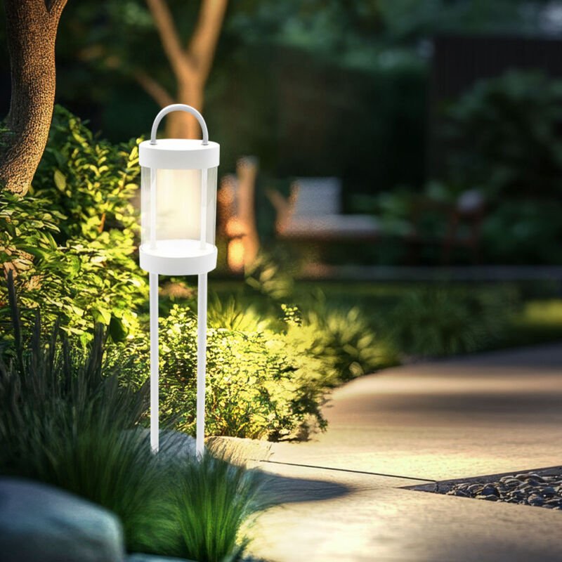 Nowa - led Außenleuchte Stehlampe Aluminium Wegeleuchte weiß Gartenlampe, 8 Watt 855 Lumen warmweiß, DxH 12,5x65 cm
