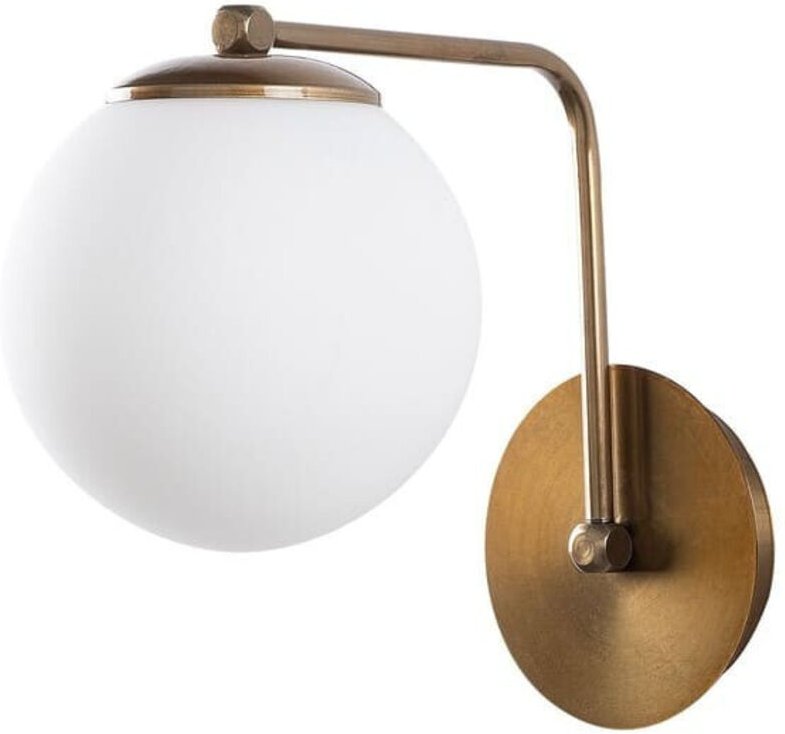 Goldfarbene Wandleuchte mit Glasschirm Modell 12