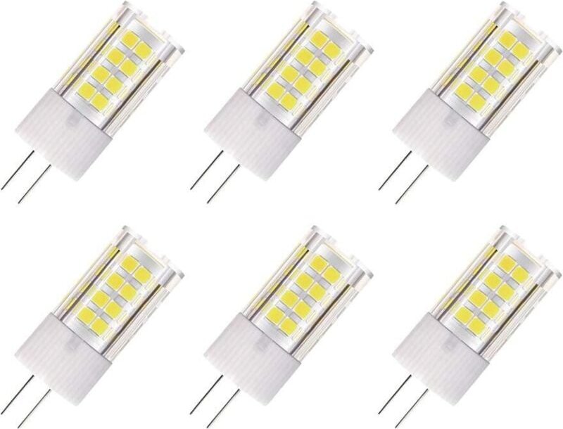 6er-Pack G4-LED-Lampen, AC/DC 12 V, 5 W, 500 Lumen, Kaltweiß 6000 K, 360° Abstrahlwinkel, entspricht 50 W Halogen G4, ni...