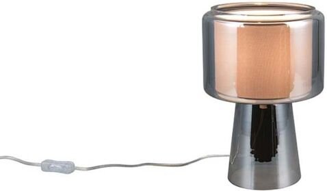 Tischleuchte Beistelllampe Leselampe Glas Chrom Rauchglas E14 Fassung H 29 cm