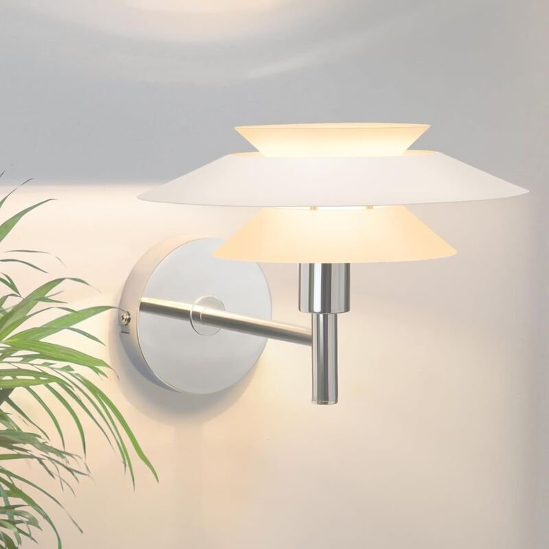 Wandleuchte Innen Wandlampe Schlafzimmer - Weiß Metall Design Flur Wandbeleuchtung Modern Bettlampe G9 Kreative Flurlamp...