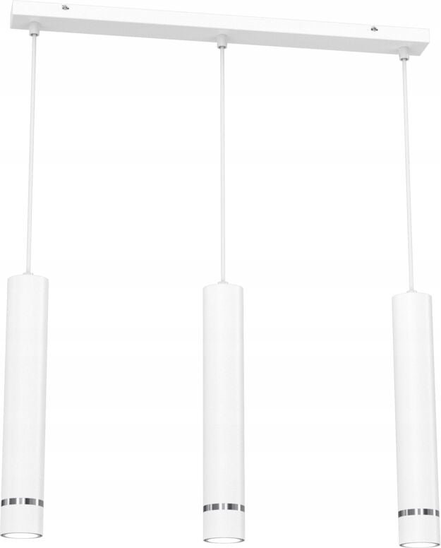 Hängelampen-Röhrenstreifen, 3x Gu10-Röhren, über dem Tisch, Insel aus weißem Chrom