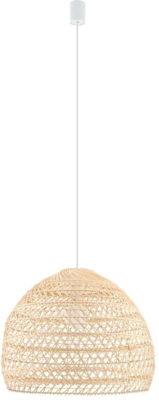 Hängelampe Rattan rund Ø 43 cm H: max. 160 cm Natur Boho E27 Modern Hängeleuchte