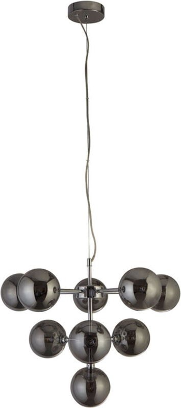 Hängelampe chrom Wohnzimmerlampe modern Pendelleuchte Esstisch, Designlampe 9-flammig Glas Kugel Höhenverstellbar, 9x G9...