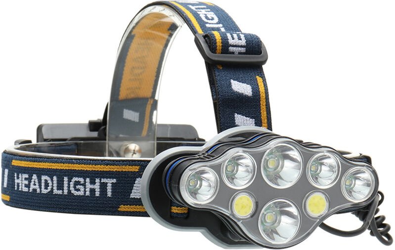 Memkey - Wiederaufladbare LED-Stirnlampe, 8 Modi, superhelle Stirnlampe, 8 LEDs, mit Warnlicht, usb und 2 wasserdichten ...