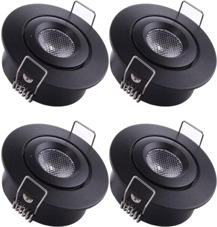 Mini LED Deckeneinbaustrahler Einbaulampe 1W Warmweiß 3000K für Vitrine, Decke, Küche, Schrank, DIY Beleuchtung etc.