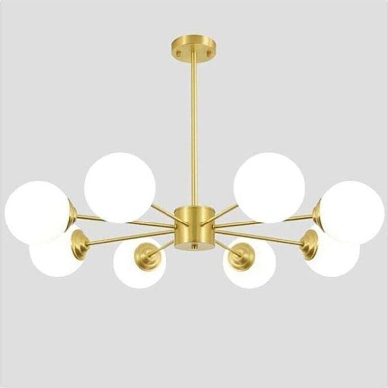 COMELY Vintage-Sputnik-Kronleuchter, 8-flammige Industrie-Deckenleuchte mit E27-Sockel, Deckenlampen aus goldenem Metall...