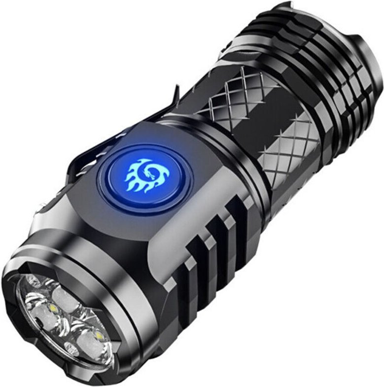 Wiederaufladbare LED-Taschenlampe, Dreiäugige Monster-Taschenlampe, wiederaufladbare Taschenlampe mit 5 Modi, wasserdich...