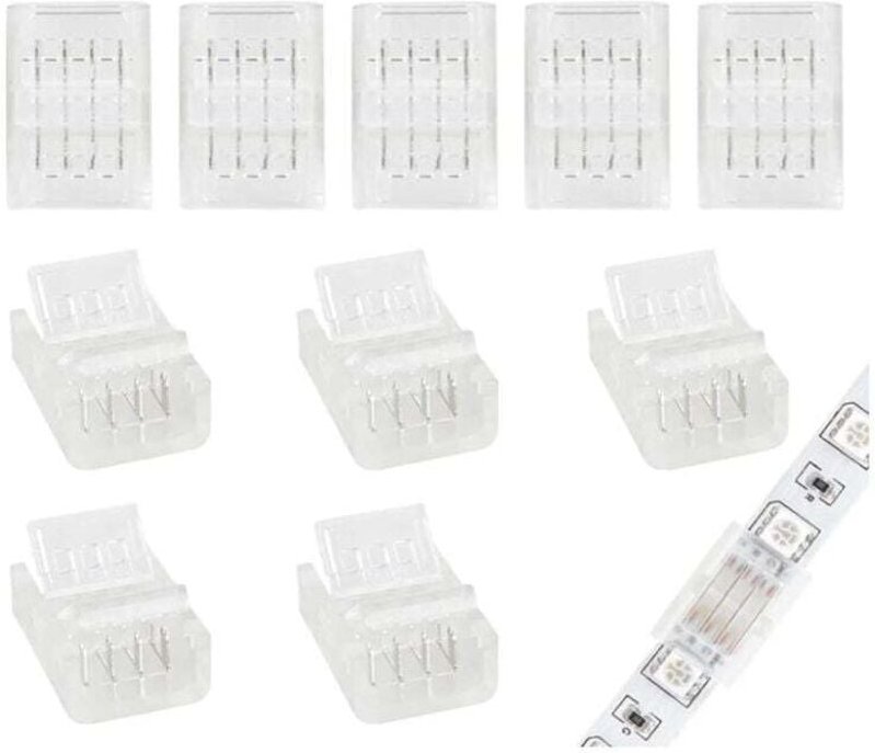 SNQ - 10er-Pack 10 mm 4-polige LED-Streifenverbinder für 10 mm 5050 3528 RGB-LED-Streifen, Schraubendreher im Lieferumfa...
