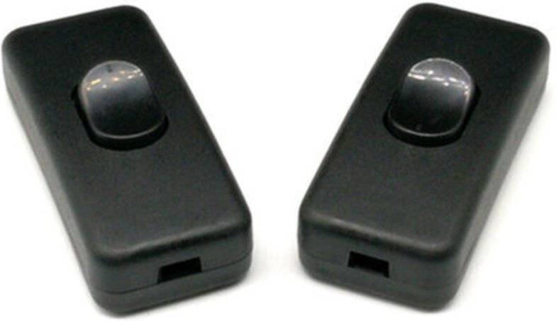 3er-Pack Lampenschalter mit Zwischenkabel 250 V/2 A Ersatz für Steh- und Tischlampe, Inline-Lampenschalter 2-polig (Schw...