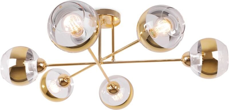 Asturia Gold Deckenleuchte 6 Flache Goldene Lampenschirme E27